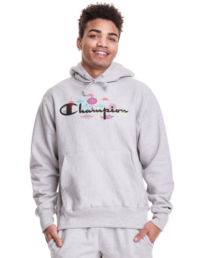 Sudadera Con Capucha Champion Hombre - Reverse Weave Lunar New Year ( Gris ) 6014578-CB